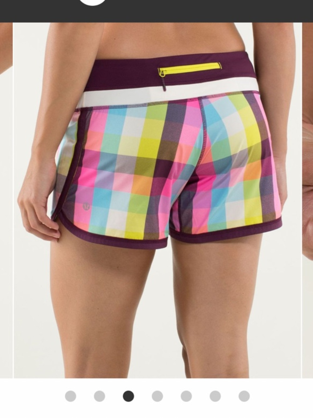lululemon sz 6 Groovy Run Shorts Sea Check Multi Angel Wing Plum vintage 2013